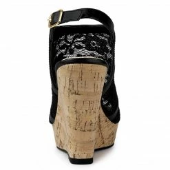 Allegra K Women's Open Toe Platform Heel Lace Wedges Sandals