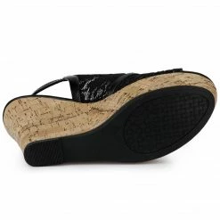 Allegra K Women's Open Toe Platform Heel Lace Wedges Sandals