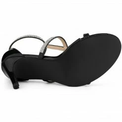 Allegra K Shoes Women's Rhinestone Ankle Strap Stiletto High Heel Sandals