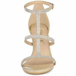 Allegra K Shoes Women's Rhinestone Ankle Strap Stiletto High Heel Sandals