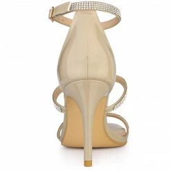 Allegra K Shoes Women's Rhinestone Ankle Strap Stiletto High Heel Sandals