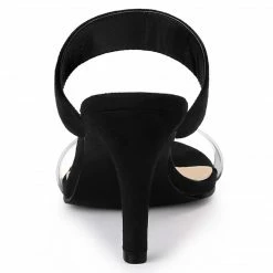 Allegra K Women's Clear Strap Stiletto Heel Slides Sandals