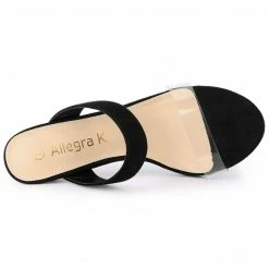 Allegra K Women's Clear Strap Stiletto Heel Slides Sandals