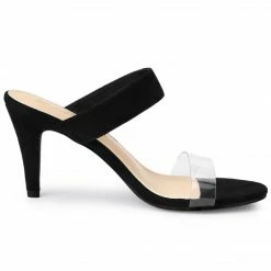Allegra K Women's Clear Strap Stiletto Heel Slides Sandals