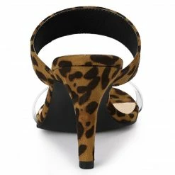 Allegra K Women's Clear Strap Stiletto Heel Slides Sandals