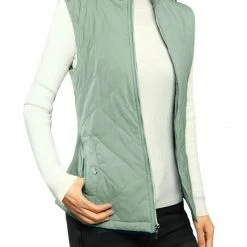 Allegra K Woman Zip Up Front Stand Collar Slant Pockets Quilted Padded Vest Women 120 Allegra K Woman Zip Up Front Stand Collar Slant Pockets Quilted Padded Vest Women