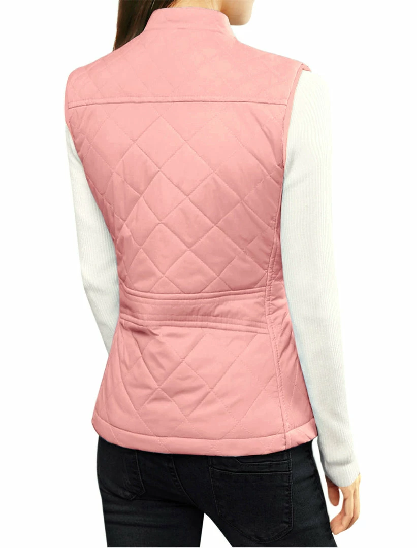 Allegra K Woman Zip Up Front Stand Collar Slant Pockets Quilted Padded Vest Women 19 Allegra K Woman Zip Up Front Stand Collar Slant Pockets Quilted Padded Vest Women