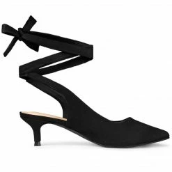 Allegra K Women's Point Toe Kitten Heels Lace Up Pumps Shoes 43 Allegra K Women's Point Toe Kitten Heels Lace Up Pumps Shoes