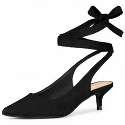 Allegra K Women's Point Toe Kitten Heels Lace Up Pumps Shoes 37 Allegra K Women's Point Toe Kitten Heels Lace Up Pumps Shoes