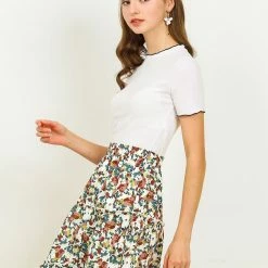 Allegra K Women's Floral Print Skirt Stretch Elastic High Waist Casual A-line Skater Skirts 23 Allegra K Women's Floral Print Skirt Stretch Elastic High Waist Casual A-line Skater Skirts