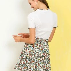 Allegra K Women's Floral Print Skirt Stretch Elastic High Waist Casual A-line Skater Skirts 24 Allegra K Women's Floral Print Skirt Stretch Elastic High Waist Casual A-line Skater Skirts