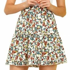 Allegra K Women's Floral Print Skirt Stretch Elastic High Waist Casual A-line Skater Skirts 20 Allegra K Women's Floral Print Skirt Stretch Elastic High Waist Casual A-line Skater Skirts