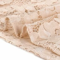 Allegra K Women's Puff Short Sleeve Ruffle Neck See-Through Floral Lace Top