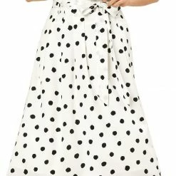 Allegra K Women's Belted Elastic Waist Vintage A-Line Midi Skirt