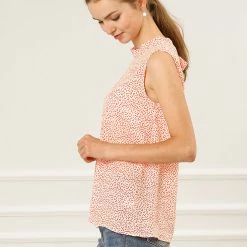 Allegra K Women's Sleeveless Stand Collar Bow Back Heart Print Top 13 Allegra K Women's Sleeveless Stand Collar Bow Back Heart Print Top