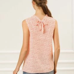 Allegra K Women's Sleeveless Stand Collar Bow Back Heart Print Top 14 Allegra K Women's Sleeveless Stand Collar Bow Back Heart Print Top
