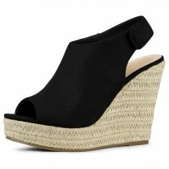 Allegra K Women's Espadrille Platform Heeled Wedges Sandals Shoes