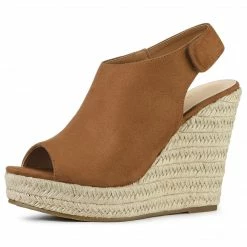 Allegra K Women's Espadrille Platform Heeled Wedges Sandals Shoes