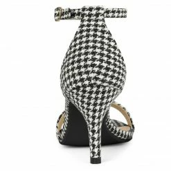 Allegra K Shoes Women's Plaid Houndstooth Ankle Strap Stiletto Heels Sandals