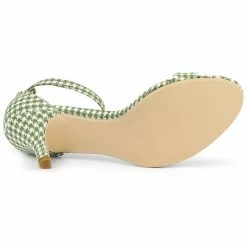 Allegra K Shoes Women's Plaid Houndstooth Ankle Strap Stiletto Heels Sandals