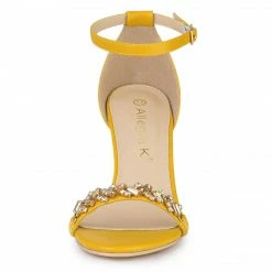Allegra K Women's Rhinestone Stiletto Heels Ankle Strap Heeled Sandals Shoes