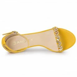 Allegra K Women's Rhinestone Stiletto Heels Ankle Strap Heeled Sandals Shoes