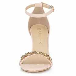 Allegra K Women's Rhinestone Stiletto Heels Ankle Strap Heeled Sandals Shoes