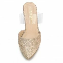 Allegra K Women's Pointed Toe Block Heels Glitter Mules 38 Allegra K Women's Pointed Toe Block Heels Glitter Mules