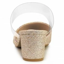 Allegra K Women's Pointed Toe Block Heels Glitter Mules 39 Allegra K Women's Pointed Toe Block Heels Glitter Mules