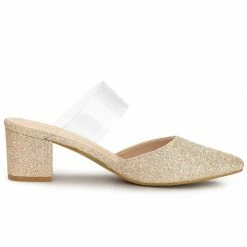 Allegra K Women's Pointed Toe Block Heels Glitter Mules 42 Allegra K Women's Pointed Toe Block Heels Glitter Mules