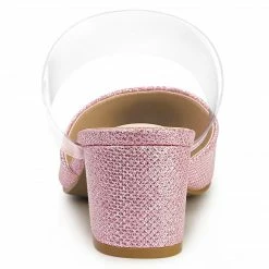 Allegra K Women's Pointed Toe Block Heels Glitter Mules 32 Allegra K Women's Pointed Toe Block Heels Glitter Mules