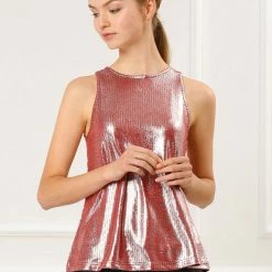 Allegra K Shiny Shimmer Tank Top