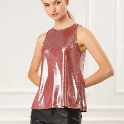 Allegra K Shiny Shimmer Tank Top