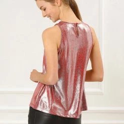 Allegra K Shiny Shimmer Tank Top