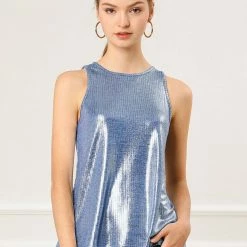 Allegra K Shiny Shimmer Tank Top