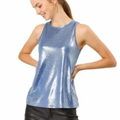 Allegra K Shiny Shimmer Tank Top