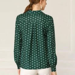 Allegra K Women's Heart Polka Dots Button Up Notched Lapel V Neck Shirt Tops 122 Allegra K Women's Heart Polka Dots Button Up Notched Lapel V Neck Shirt Tops