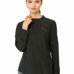 Allegra K Women's Embroidery Floral Peasant Blouse Crew Neck Boho Shirts Tops