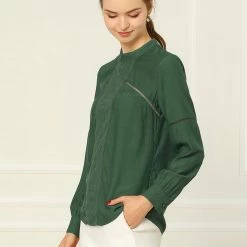 Allegra K Women's Embroidery Floral Peasant Blouse Crew Neck Boho Shirts Tops