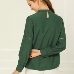 Allegra K Women's Embroidery Floral Peasant Blouse Crew Neck Boho Shirts Tops