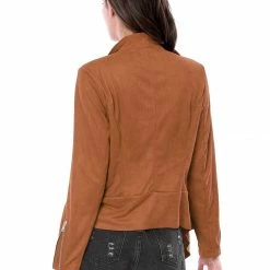 Allegra K Women's Moto Faux Suede Jacket Lightweight Open Front Lapel Draped Outwear Cardigan Clothing 79 Allegra K Women's Moto Faux Suede Jacket Lightweight Open Front Lapel Draped Outwear Cardigan Clothing