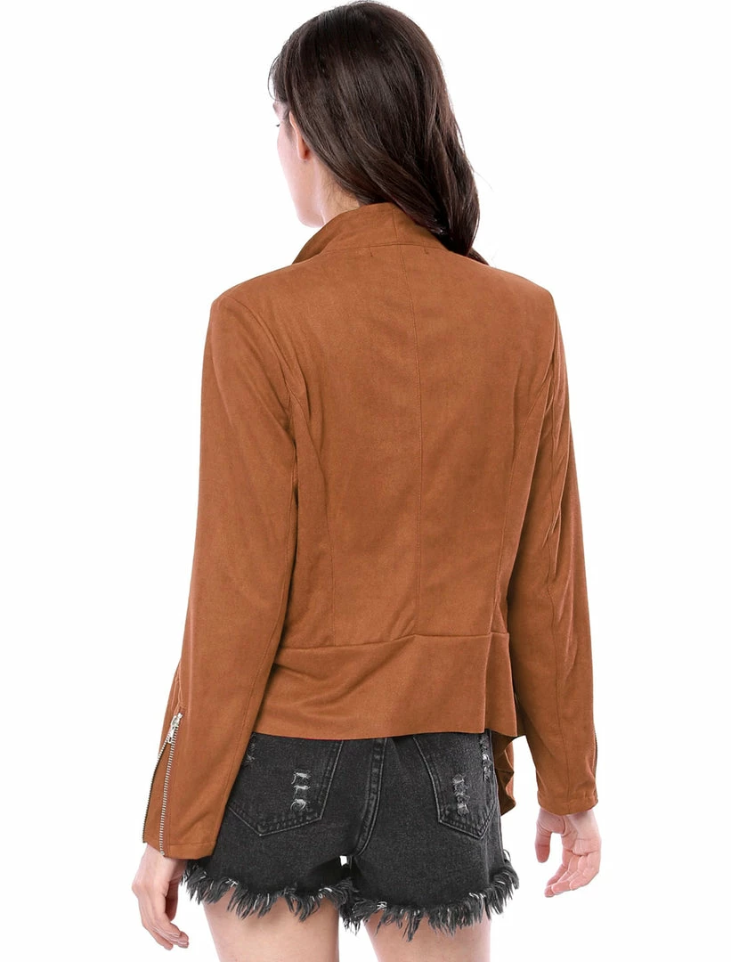 Allegra K Women's Moto Faux Suede Jacket Lightweight Open Front Lapel Draped Outwear Cardigan Clothing 13 Allegra K Women's Moto Faux Suede Jacket Lightweight Open Front Lapel Draped Outwear Cardigan Clothing