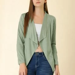 Allegra K Women's Moto Faux Suede Jacket Lightweight Open Front Lapel Draped Outwear Cardigan Clothing 119 Allegra K Women's Moto Faux Suede Jacket Lightweight Open Front Lapel Draped Outwear Cardigan Clothing