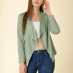 Allegra K Women's Moto Faux Suede Jacket Lightweight Open Front Lapel Draped Outwear Cardigan Clothing 120 Allegra K Women's Moto Faux Suede Jacket Lightweight Open Front Lapel Draped Outwear Cardigan Clothing