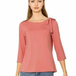 Allegra K Women's Slim Fit Bow Tie Neck 3/4 Sleeves Work Elegant Knit Top 20 Allegra K Women's Slim Fit Bow Tie Neck 3/4 Sleeves Work Elegant Knit Top