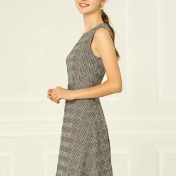 Allegra K Houndstooth Plaid Sleeveless Knit Dress Women 43 Allegra K Houndstooth Plaid Sleeveless Knit Dress Women