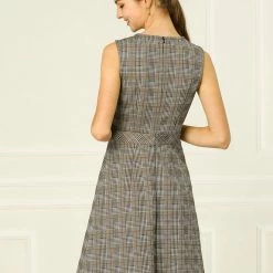 Allegra K Houndstooth Plaid Sleeveless Knit Dress Women 44 Allegra K Houndstooth Plaid Sleeveless Knit Dress Women