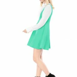 Allegra K Women Button Decor Flared Hem Above Knee Dress Suspender Skirt