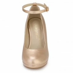 Allegra K Women's Round Toe Stiletto Heel Ankle Strap Pumps Shoes