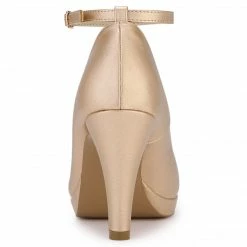 Allegra K Women's Round Toe Stiletto Heel Ankle Strap Pumps Shoes